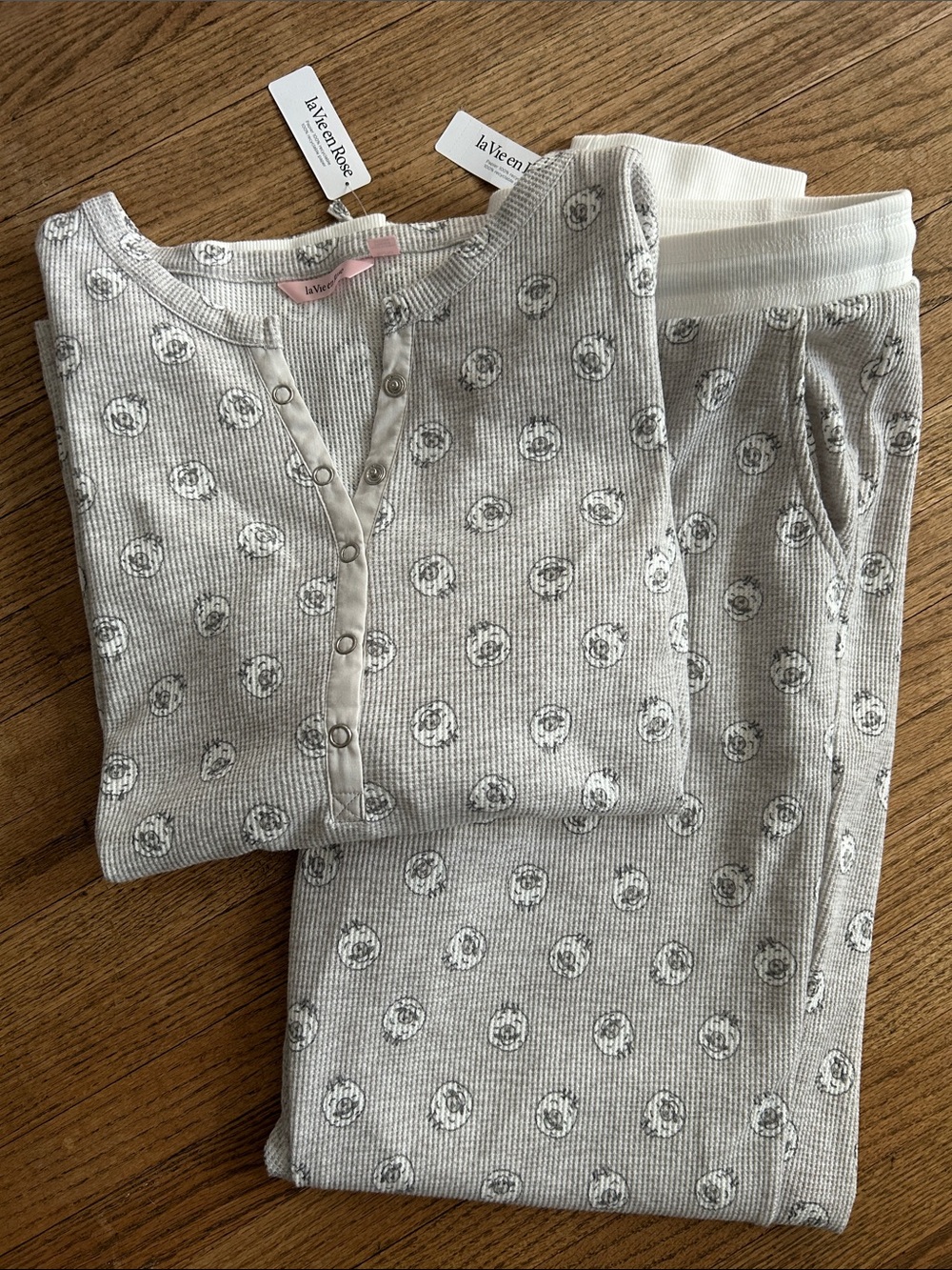 Sheep Thermal 2 Piece Pyjama Set in Grey- Medium